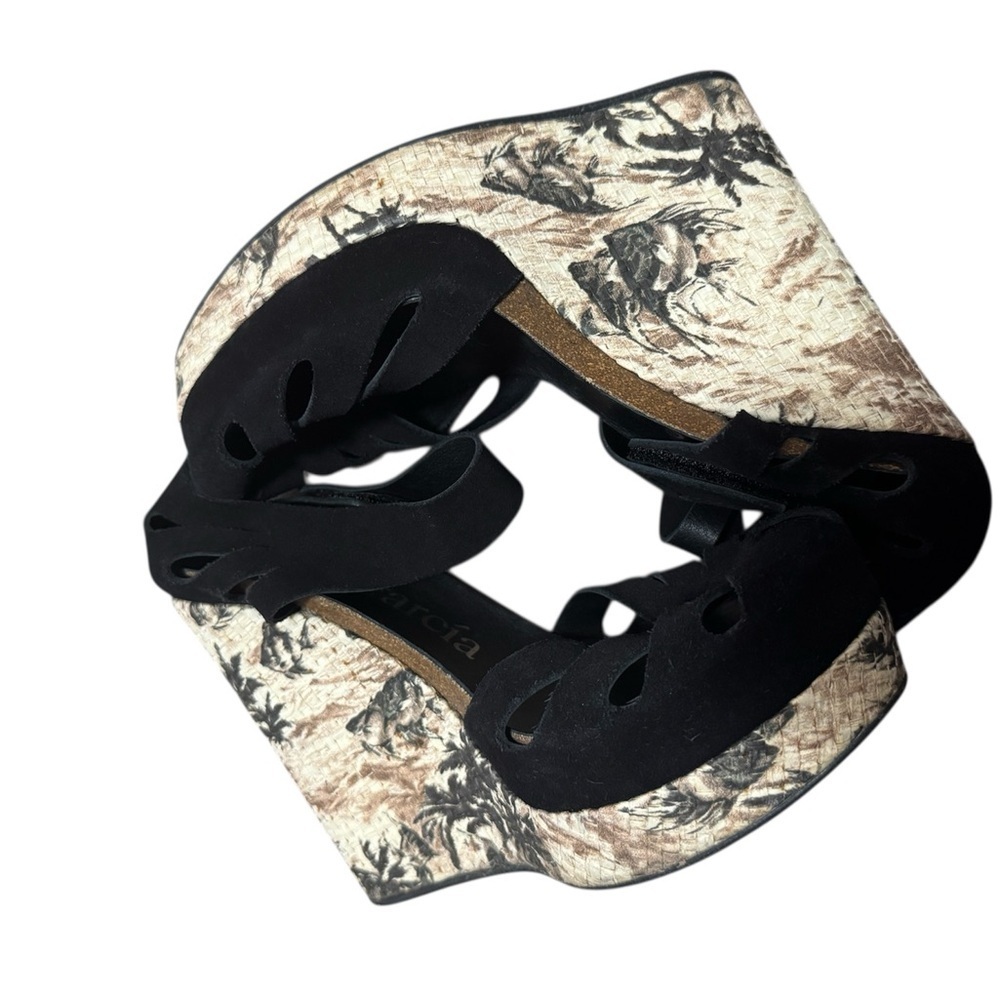 Pedro García Black Suede  Wedge Sandals Size 41